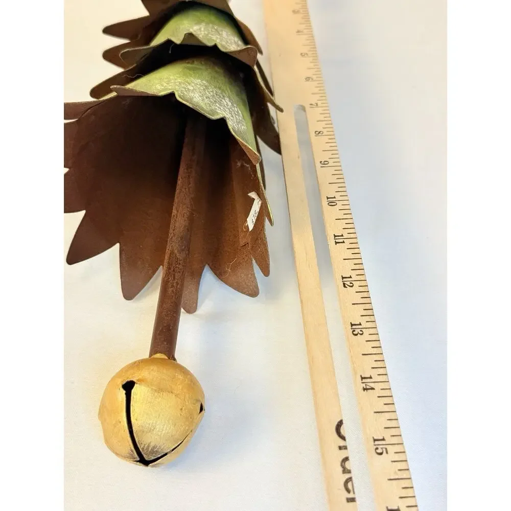 15” Rustic Primitive Metal Christmas Tree Jungle Bell Farmhouse Country Holiday